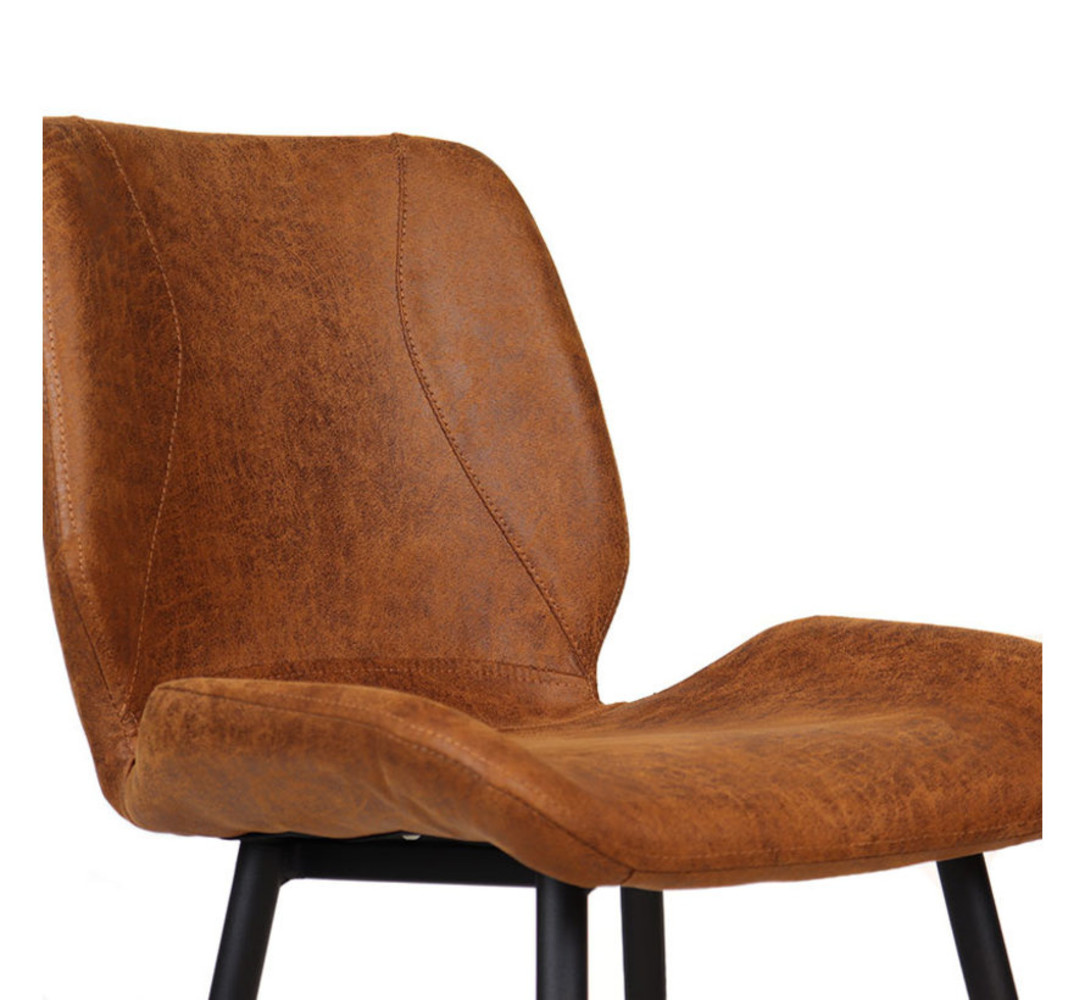 Industrial Bar Stool Barrel Cognac Leather Furnwise