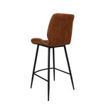 Industrial Bar Stool Barrel Cognac Leather - Furnwise