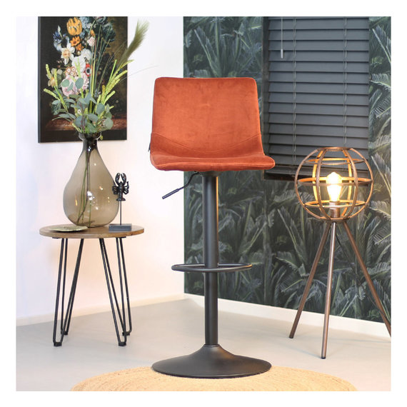 Industrial Bar Stool Beau Chenille Black - Furnwise