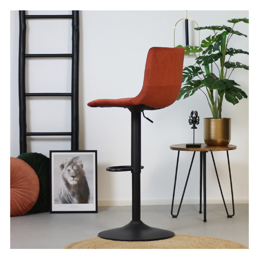 Velvet bar stool Frankie Copper height adjustable Furnwise