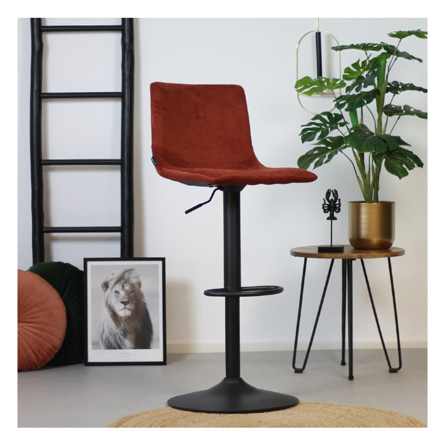 Velvet bar stool Frankie Copper height adjustable Furnwise
