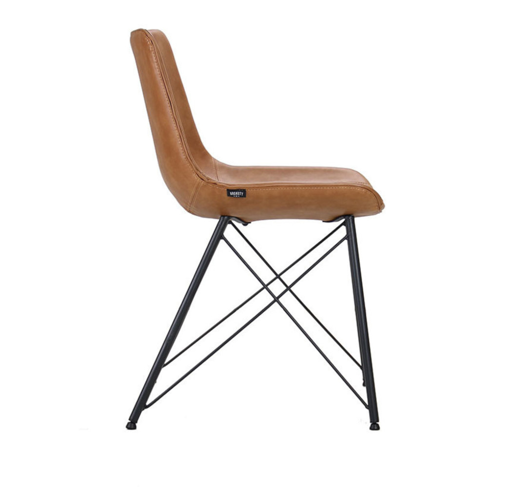 Industrial Dining Chair Lauren Cognac PU leather Furnwise