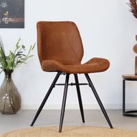 Industrial Dining Chair Barrel Cognac Leather