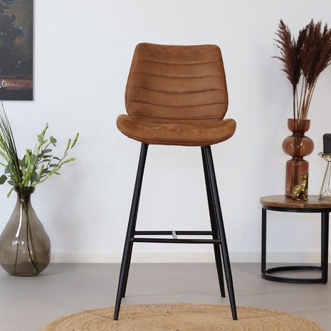 Cognac leather 2024 counter stool