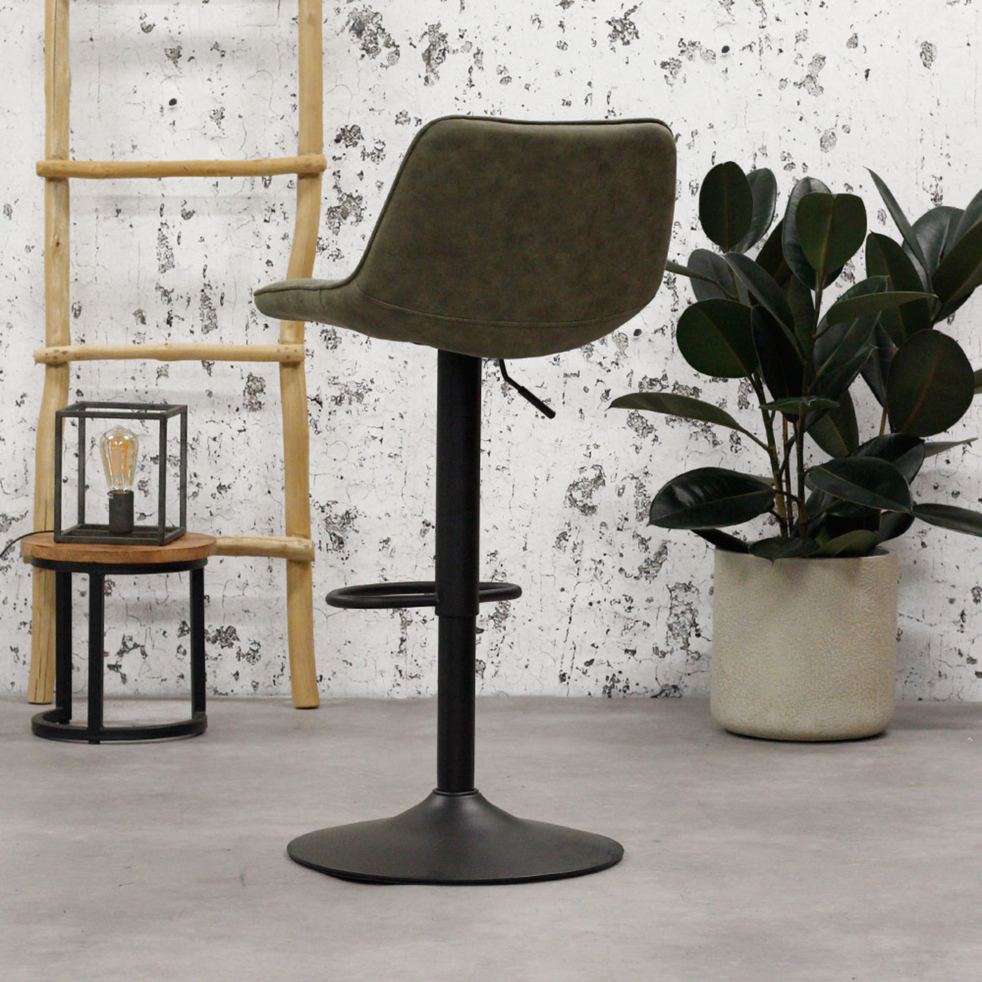 Industrial Bar Stool Ezra Green microfiber Shipped within 24 hours