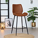 Industrial Bar Stool Barrel Cognac Leather Industrial Bar Stool Barrel Cognac Leather