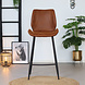 Industrial Bar Stool Barrel Cognac Leather Industrial Bar Stool Barrel Cognac Leather