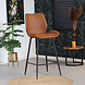 Industrial Bar Stool Barrel Cognac Leather Industrial Bar Stool Barrel Cognac Leather