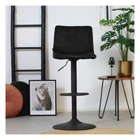 Velvet bar stool Frankie Black height adjustable