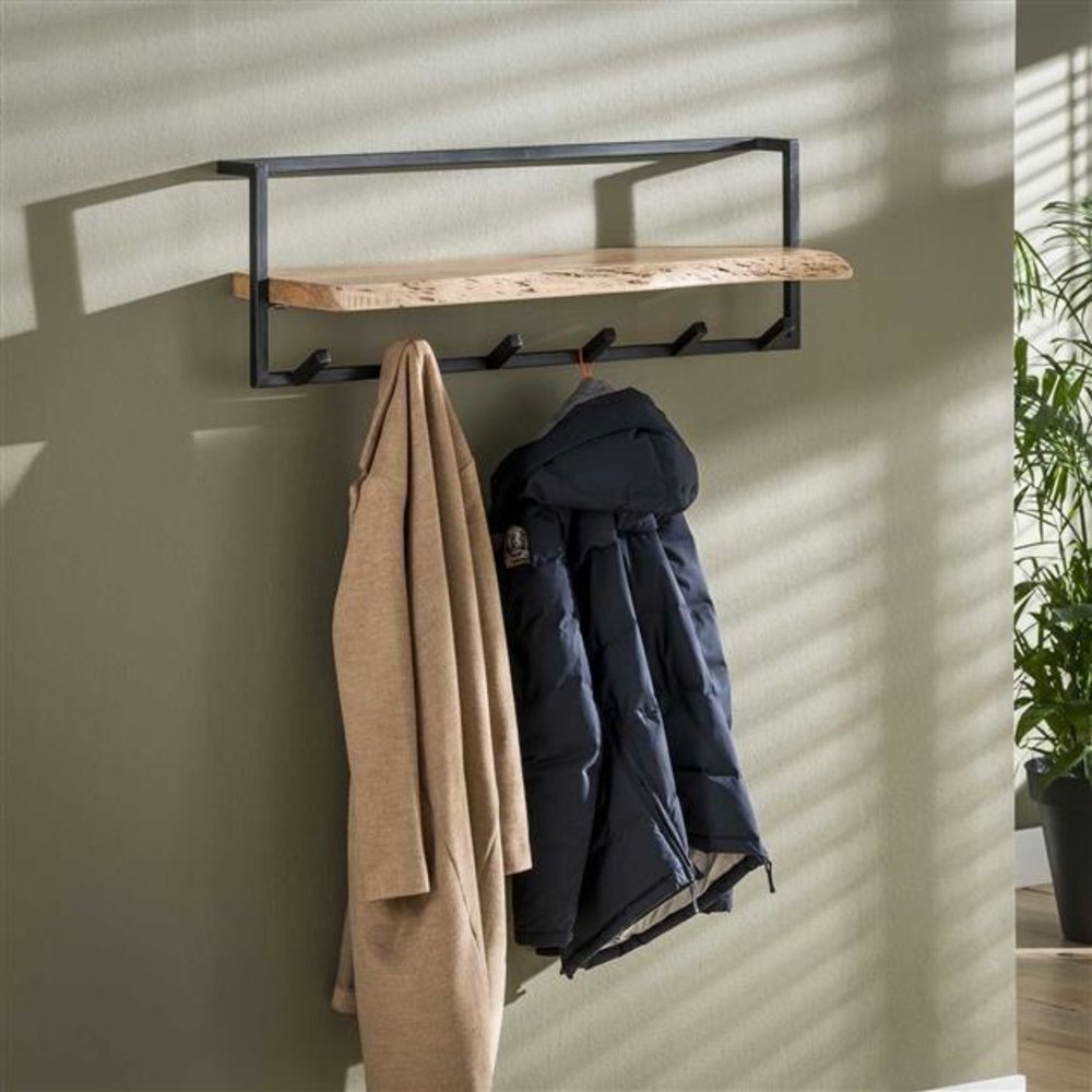 Wooden coat rack Jax wall shelf - Furnwise