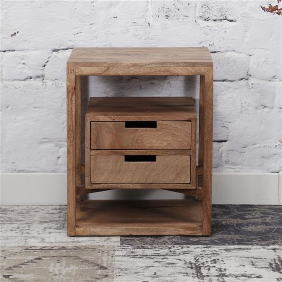 Bedside table Ipswich Solid Mango Wood 2d Furnwise