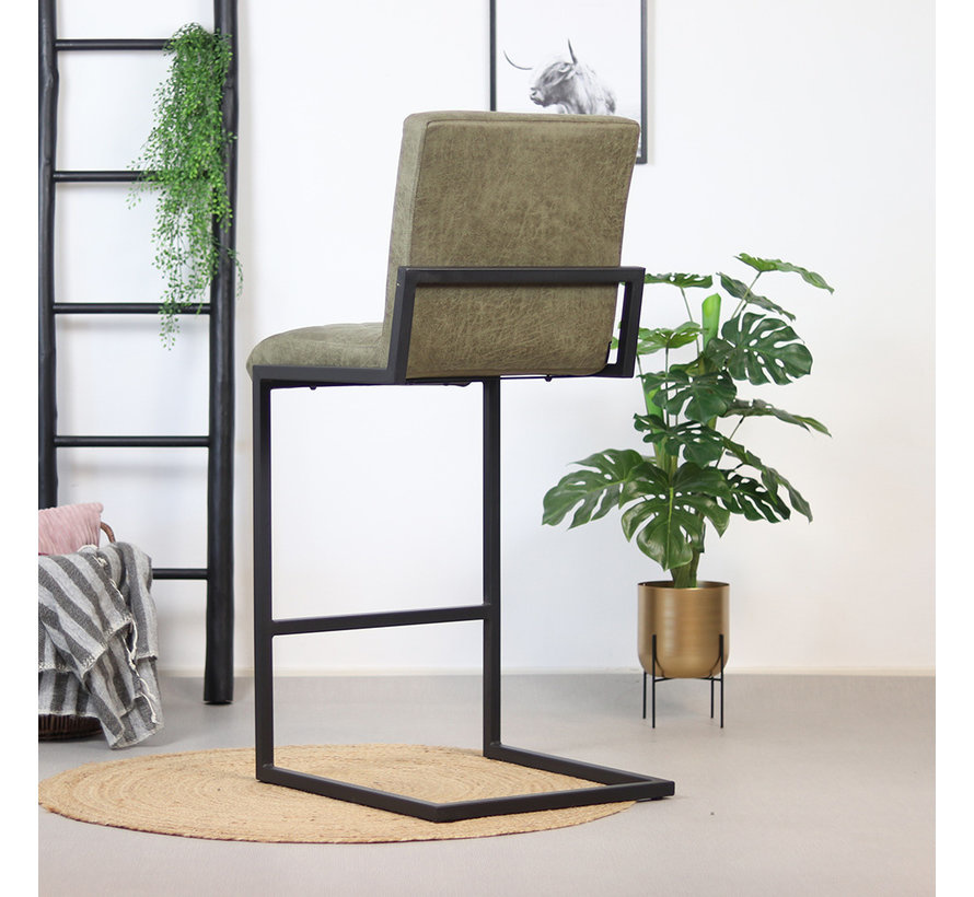 Bar Stool Diamond Olive Green Leather Shipped within 24 hours! Furnwise