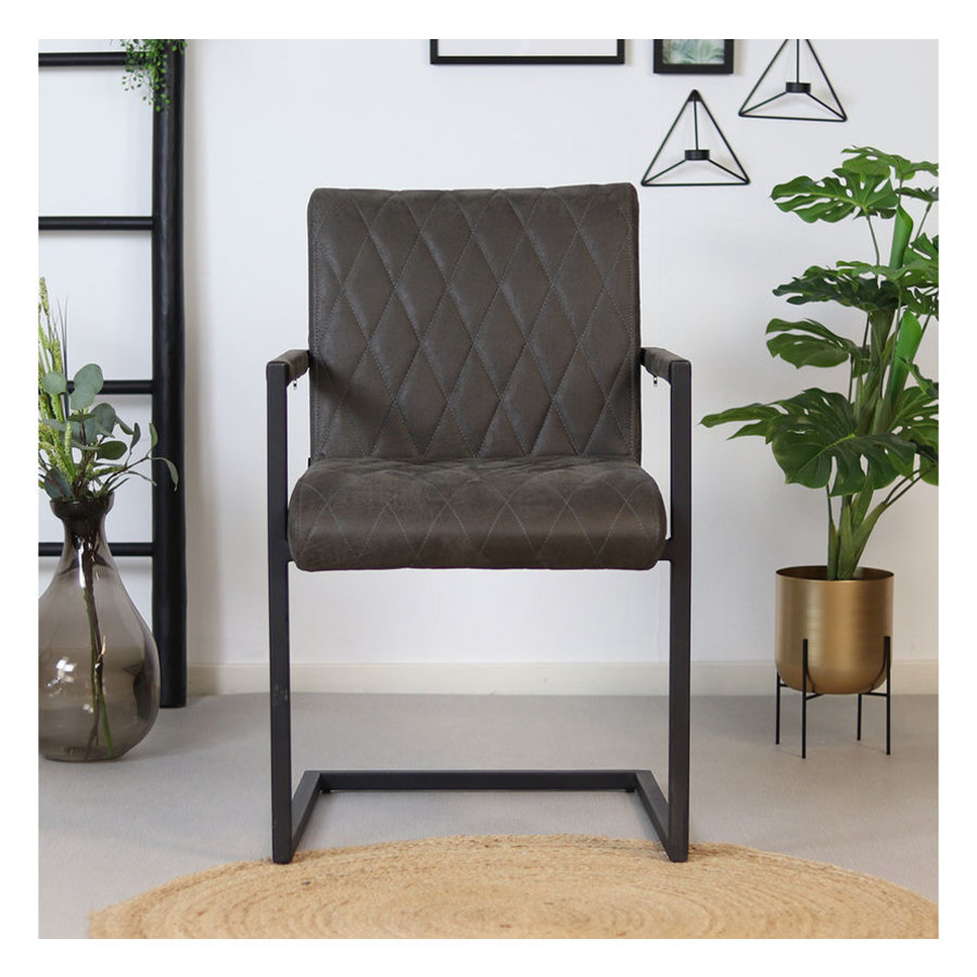 Leather Dining Chair Diamond Anthracite