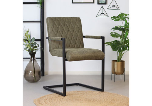  Leather Dining Chair Diamond Olive Green 