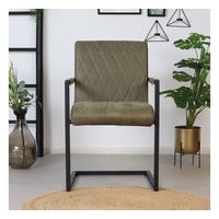 Leather Dining Chair Diamond Olive Green