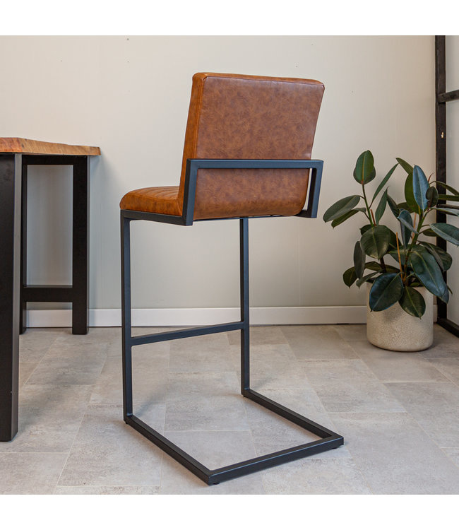 Industrial Bar Stool Kubis Cognac Furnwise