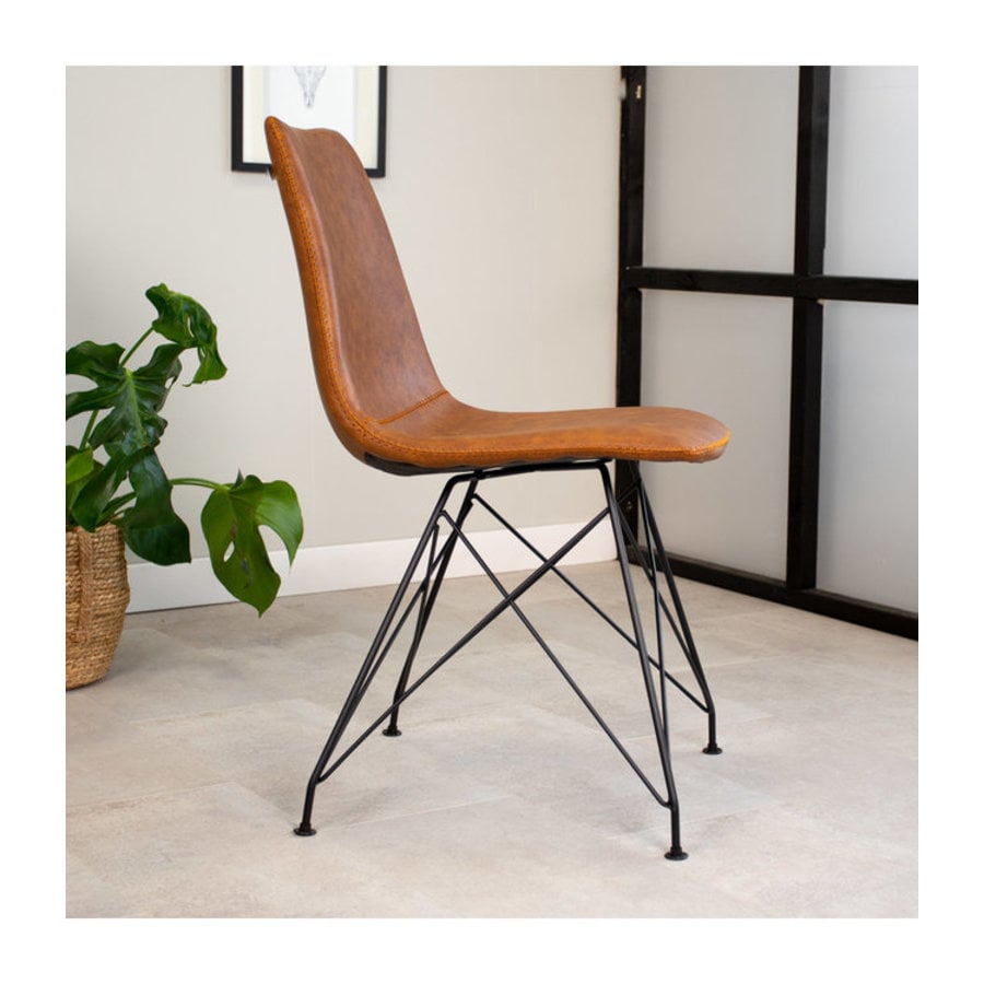 Industrial dining chair Jace Cognac Furnwise