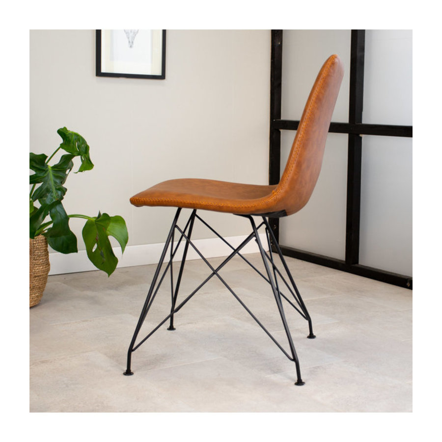 Industrial dining chair Jace Cognac Furnwise