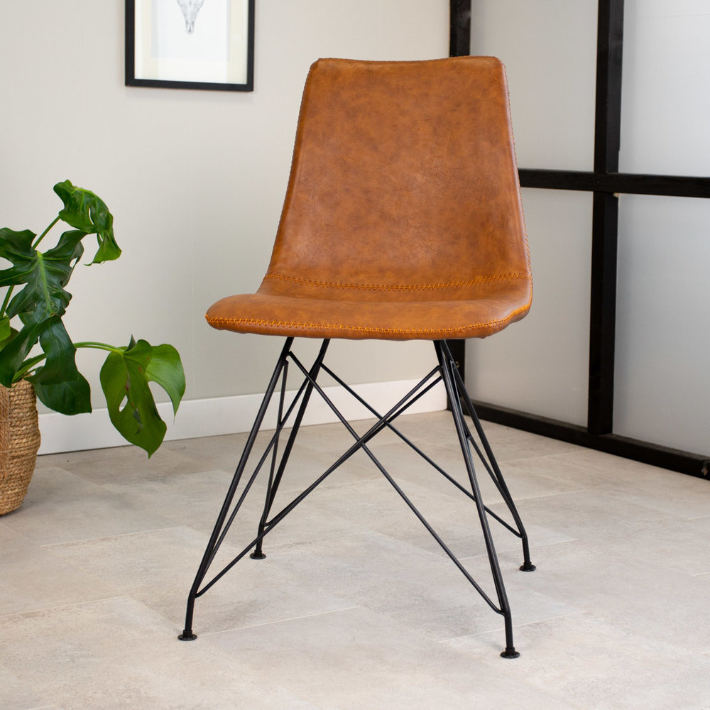 Industrial dining chair Jace Cognac Furnwise