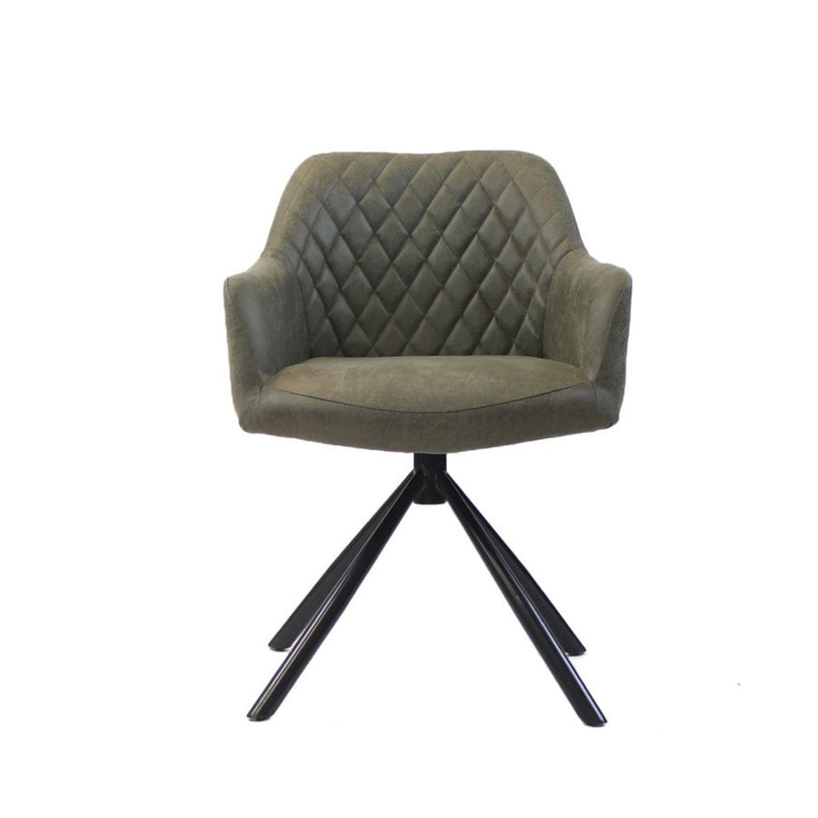 Industrial dining room chair Dex Green eco-leather