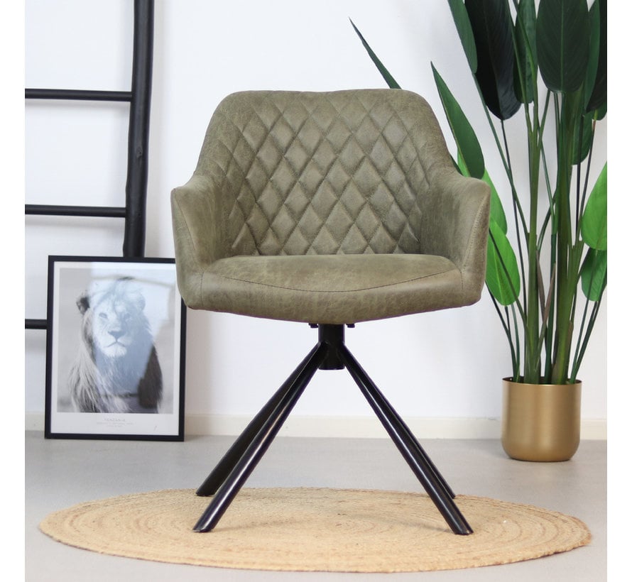 Industrial dining room chair Dex Green eco-leather - Furnwise