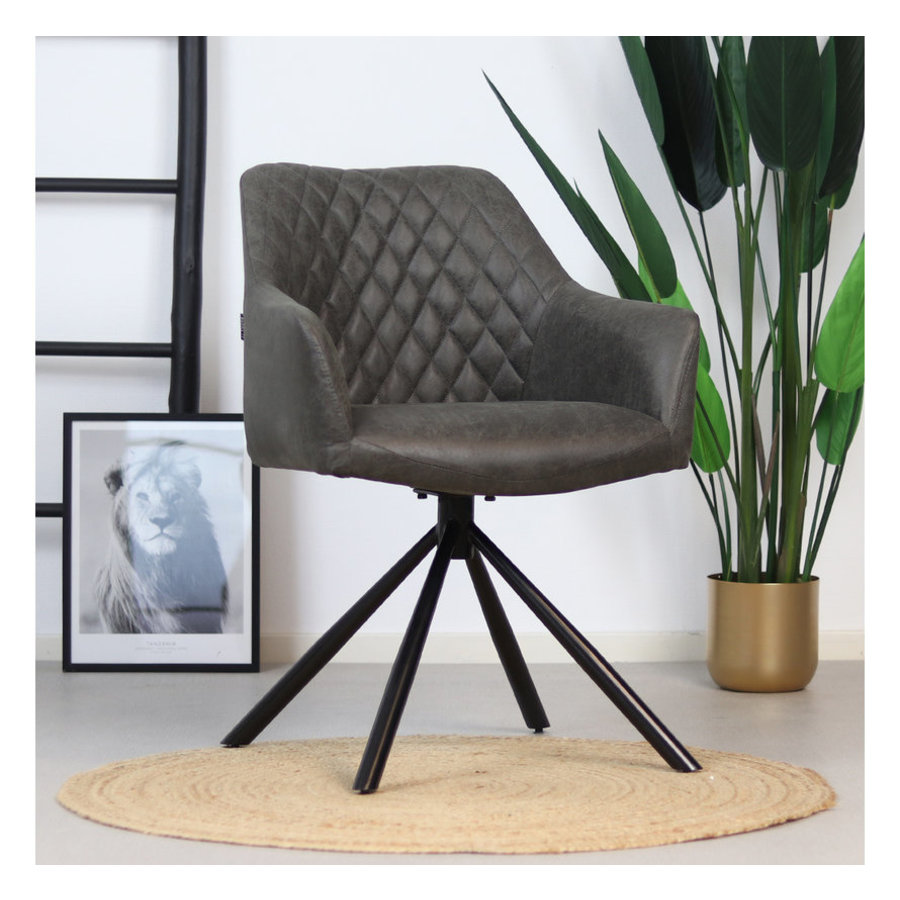 Industrial dining room chair Dex Anthracite eco-leather