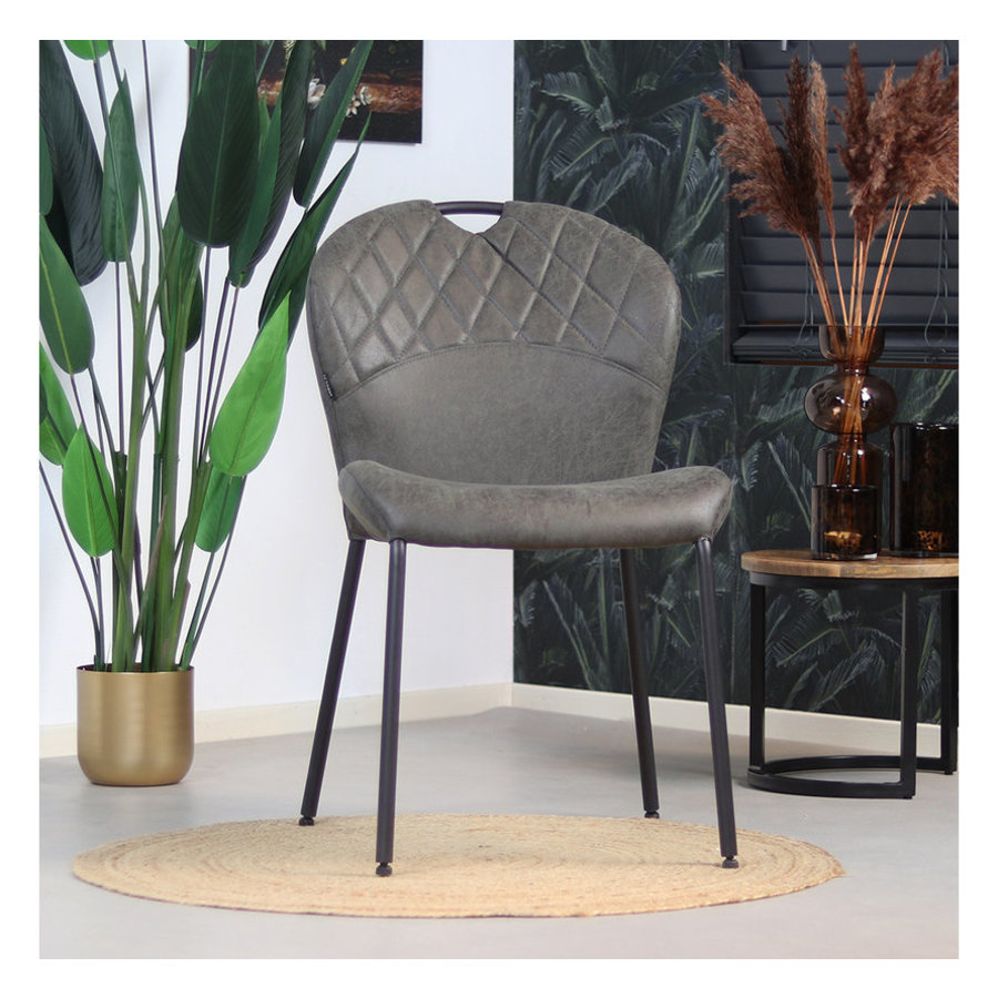 Industrial dining chair Fay Anthracite leather