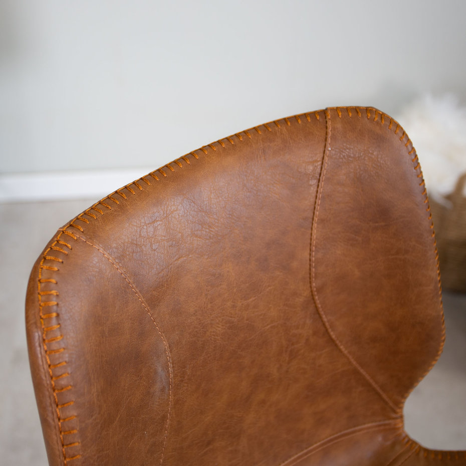 Industrial Bar Stool Barrel Cognac Furnwise