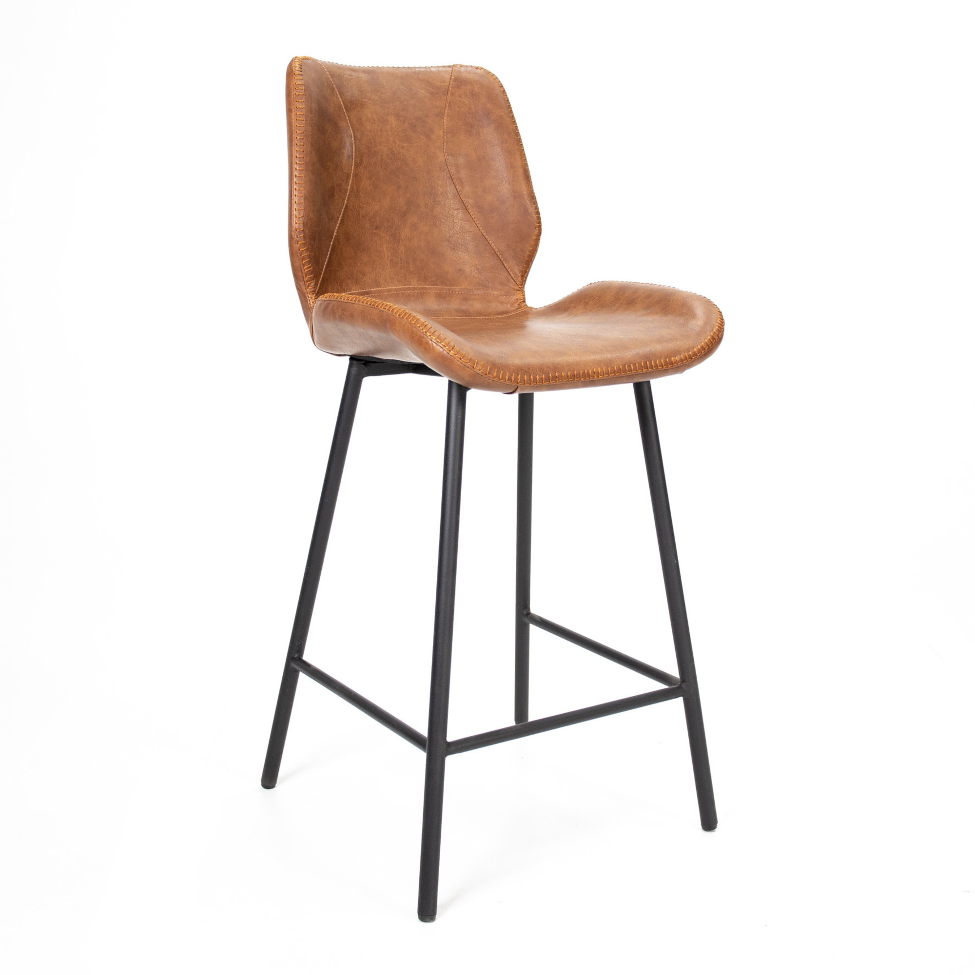 Industrial Bar Stool Barrel Cognac Furnwise