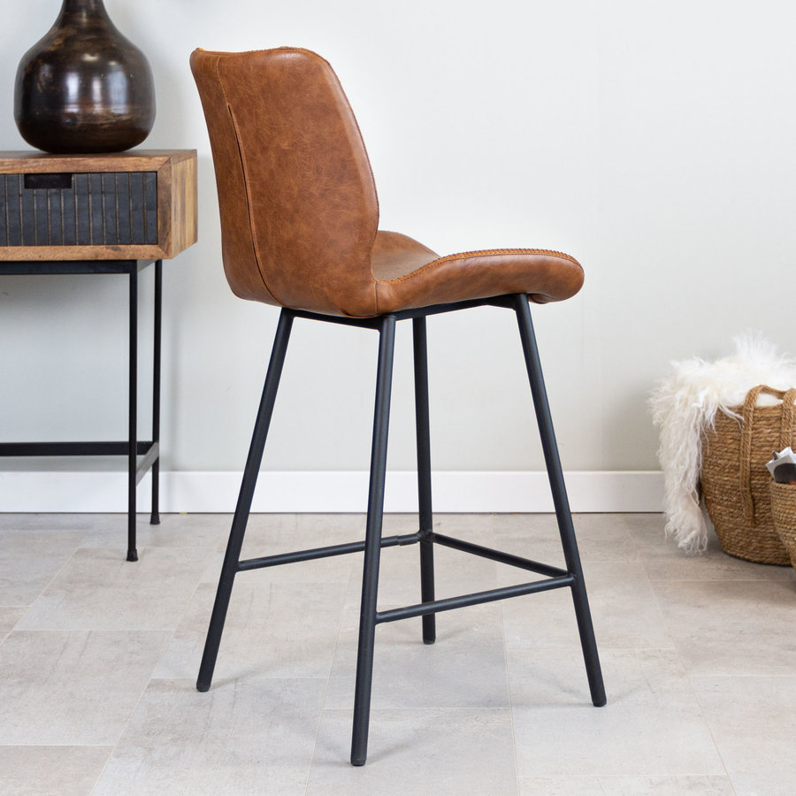 Industrial Bar Stool Barrel Cognac Furnwise