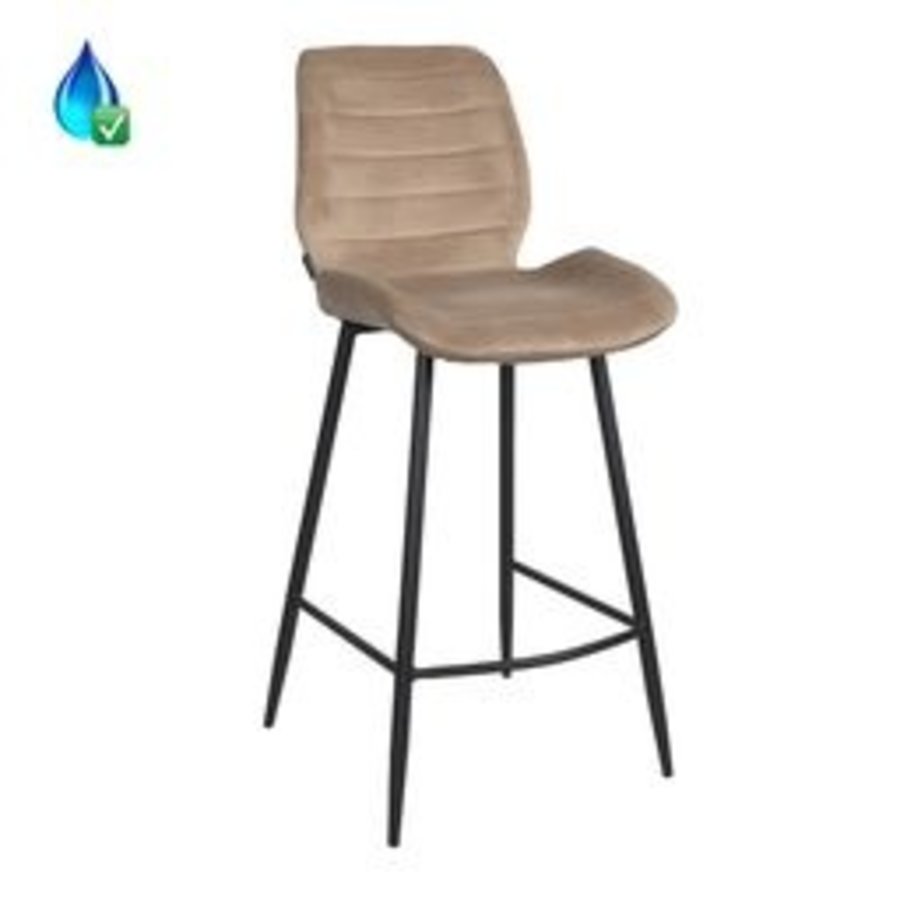 Velvet Bar Stool Toby Taupe Furnwise