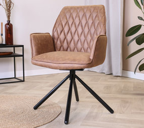 Industrial Bar Stool Minimal Cognac/Black PU Leather 77CM - Furnwise