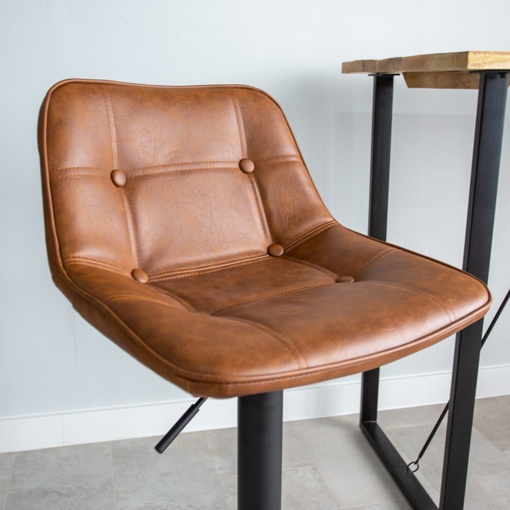 Industrial Bar Stool Ezra Cognac PU Furnwise