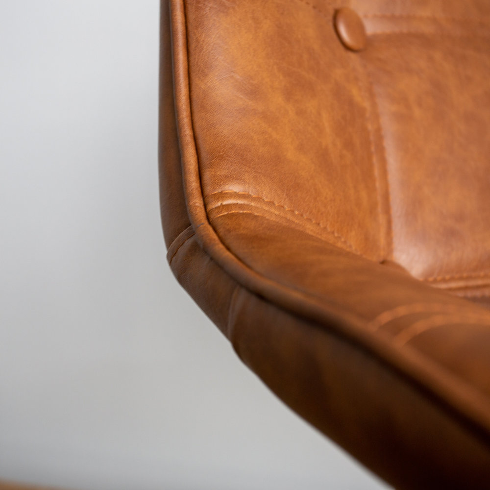 Industrial Bar Stool Ezra Cognac PU Furnwise