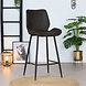 Industrial Bar Stool Barrel Black Leather Industrial Bar Stool Barrel Black Leather