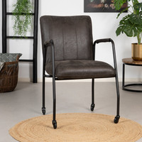 Industrial dining chair Mila Anthracite eco-leather (wheels)