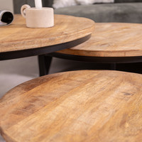Coffee table Caleb Mango wood set of 3
