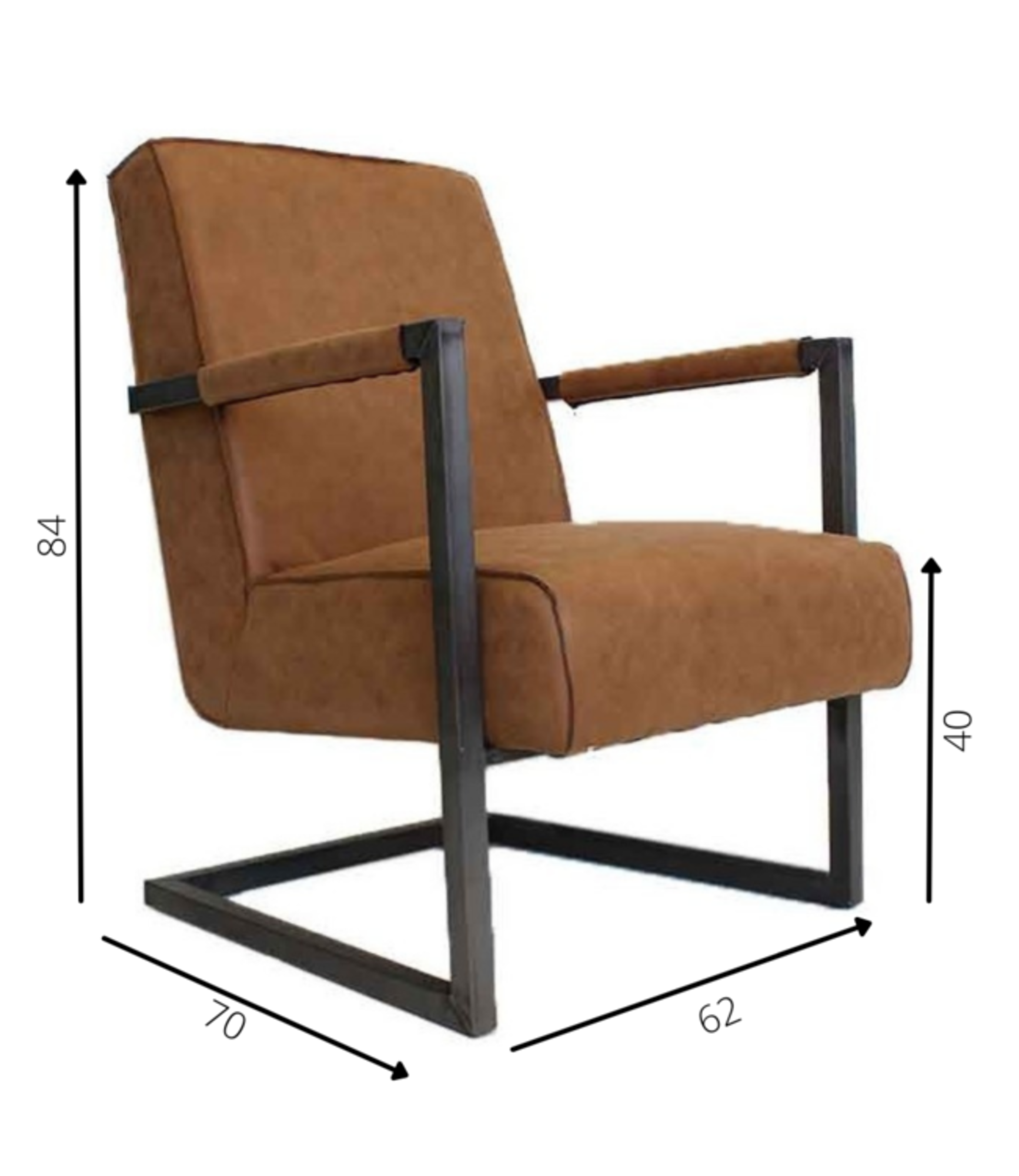 Industrial Leather Armchair Tiger Cognac Furnwise