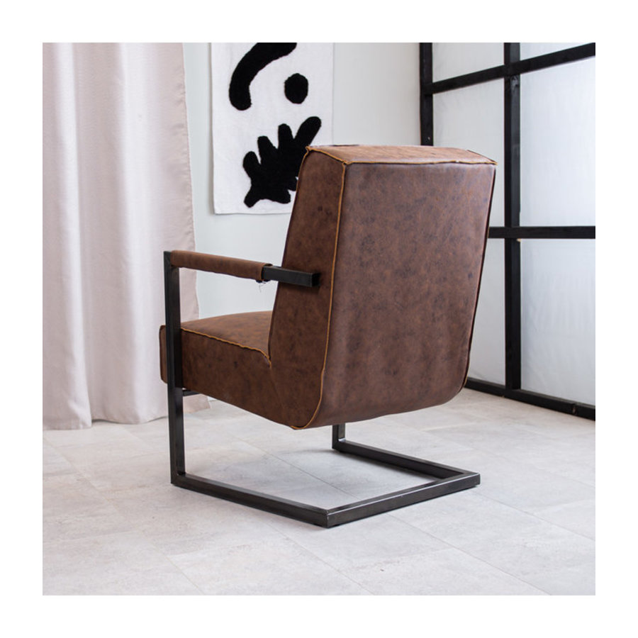 Industrial Leather Armchair Tiger Brown