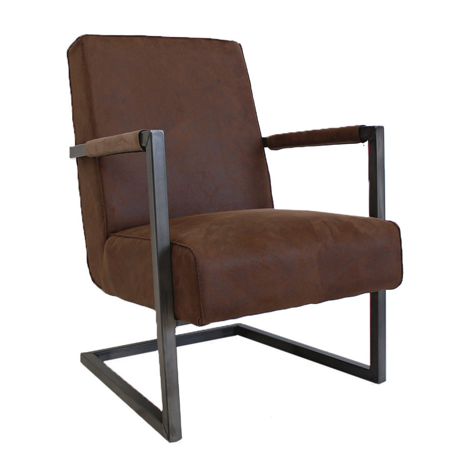 Industrial Leather Armchair Tiger Brown