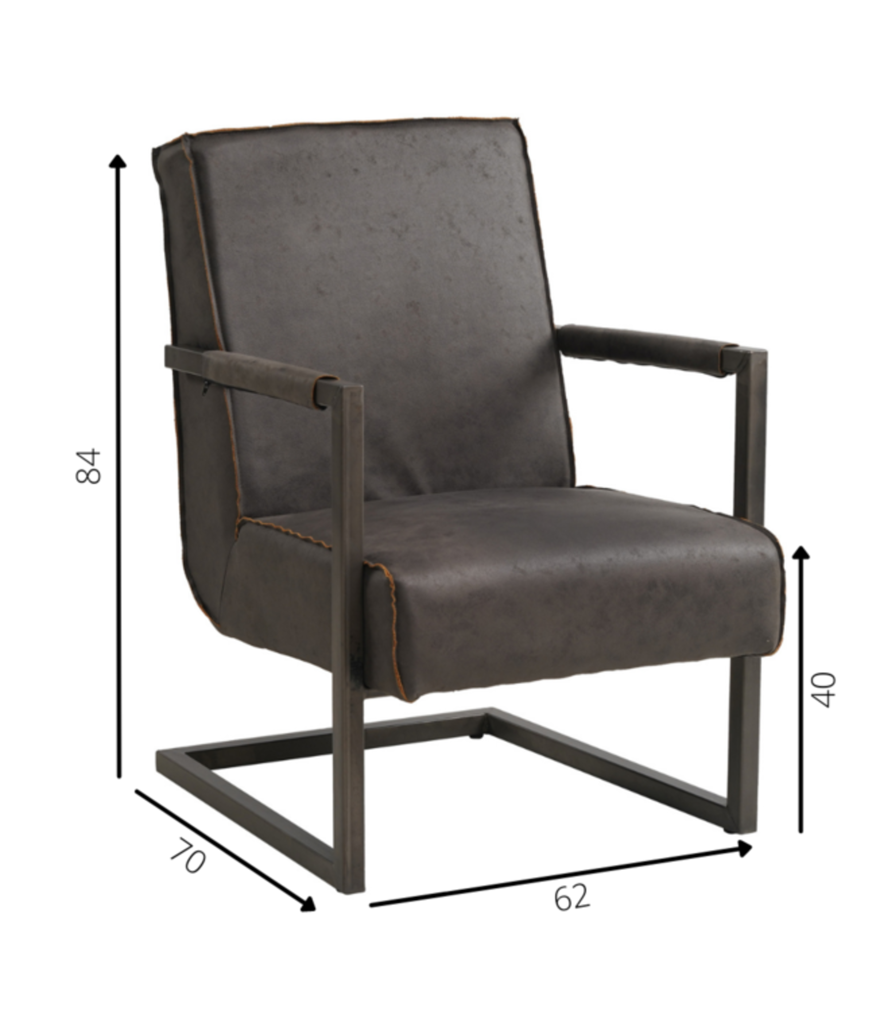 Industrial Leather Armchair Tiger Antracite Furnwise