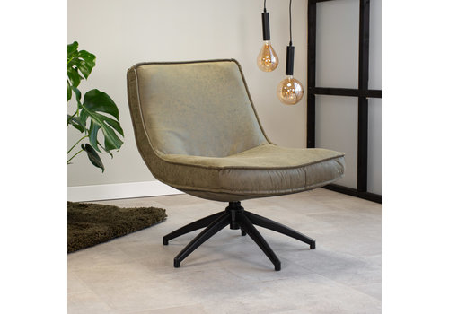  Industrial swivel Armchair Nickole Green Eco Leather 