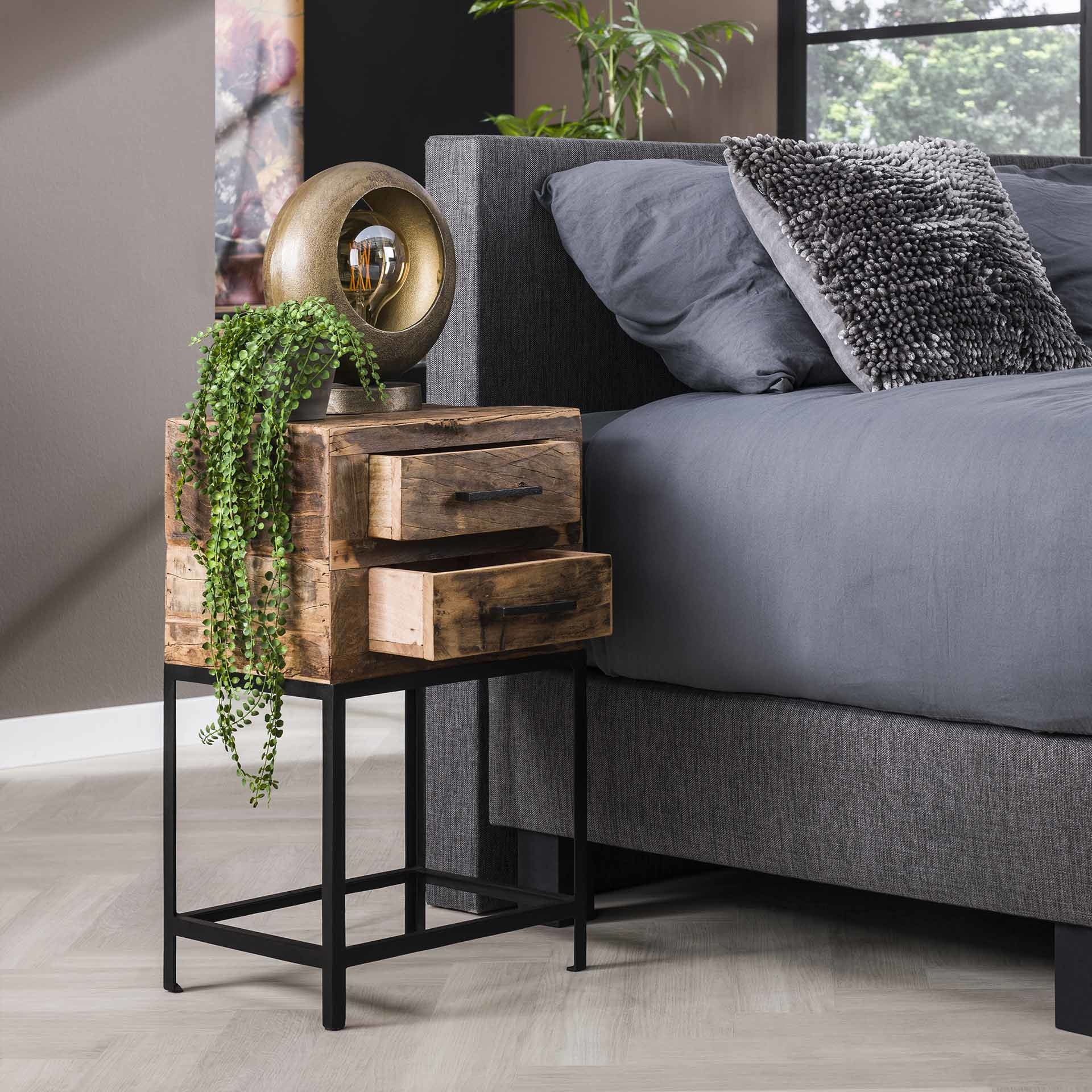 Industrial Bedside Table Wymark 2L Furnwise