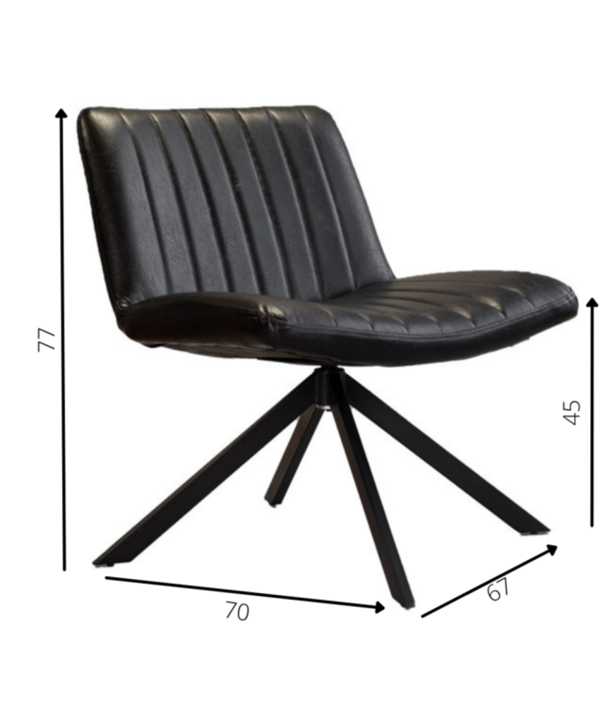 Industrial swivel Armchair Leon Black Furnwise