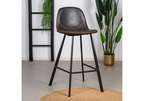  Industrial barstool Logan Antracite Eco-Leather 