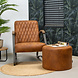 Industrial Poof Kyla Cognac Eco-Leather Industrial Poof Kyla Cognac Eco-Leather
