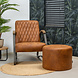 Industrial Poof Kyla Cognac Eco-Leather Industrial Poof Kyla Cognac Eco-Leather