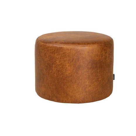 Industrial Poof Kyla Cognac Eco-Leather - Furnwise