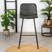 Industrial bar stool Mikky Black Eco-Leather
