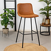 Industrial bar stool Mikky Cognac Eco-Leather